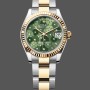 Super Clone Women's Rolex Datejust 31-m278273 0031, Yellow Gold, Olive Green, Floral Motif, Diamond Dial Green Dial