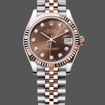Super Clone Women's Rolex Datejust 31-278271 0028, Two‑Tone, Fluted Bezel, Jubilee, Chocolate