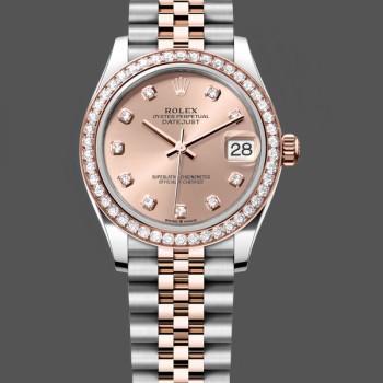 Super Clone Women's Rolex Datejust 31-278381RBR 0024, Stainless Steel & Rose Gold, Rose Diamond Dial, Jubilee, Rose colour set with diamonds