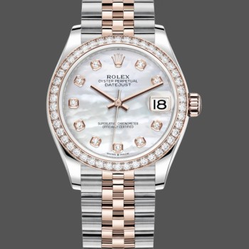 Super Clone Women's Rolex Datejust 31-278381RBR, 31mm, Stainless Steel & Rose Gold, MOP Diamond, Jubilee Mop