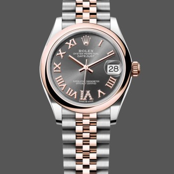 Super Clone Women's Rolex Datejust 31mm Rose Gold & Stainless Steel Rhodium Roman VI Dial - M278241 0030 Grey Dial