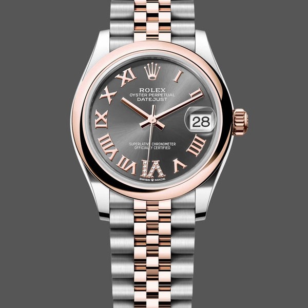 Super Clone Women's Rolex Datejust 31mm Rose Gold & Stainless Steel Rhodium Roman VI Dial - M278241 0030 Grey Dial