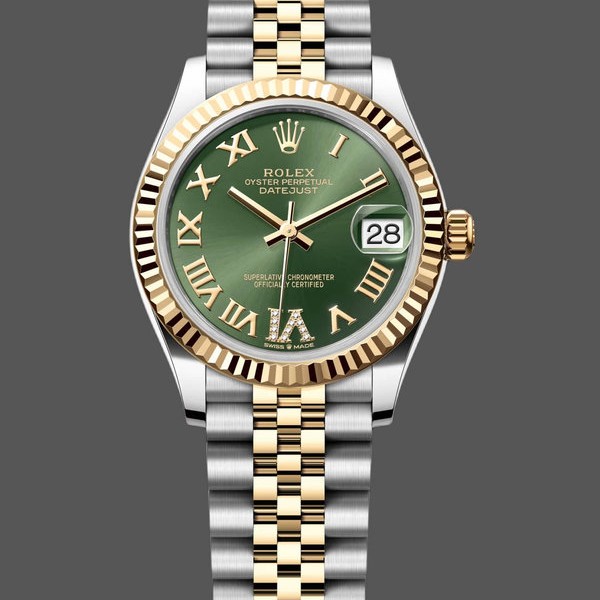 Super Clone Women's Rolex Datejust 31-278273 0016, Stainless Steel & Yellow Gold, Green VI Roman Jubilee, Green