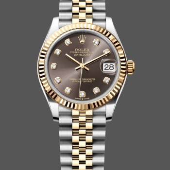 Super Clone Women's Rolex Datejust 31-278273 0022, Stainless Steel & Yellow Gold, Grey Diamond Jubilee, Grey