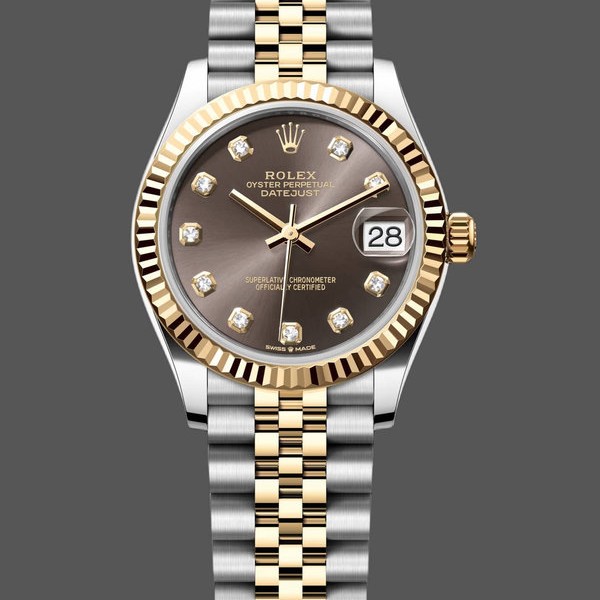 Super Clone Women's Rolex Datejust 31-278273 0022, Stainless Steel & Yellow Gold, Grey Diamond Jubilee, Grey