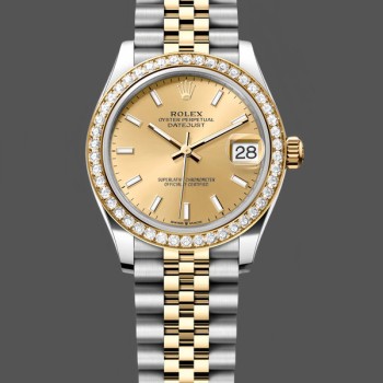 Super Clone Women's Rolex Datejust 31-278383RBR 0014, Stainless Steel & Yellow Gold, Champagne Index Dial, Jubilee, Champagne