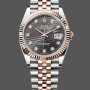 Super Clone Unisex's Rolex Datejust 36-126231 0041, 18K Everose Gold, Fluted Bezel, Unisex Slate Grey Fluted Motif Dial