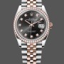 Super Clone Women's Rolex Datejust 36mm Everose Gold Black Dial Diamond Bezel m126281rbr 0007 Black Dial