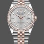 Super Clone Unisex's Rolex Datejust 36MM Steel & Everose Gold Silver Fluted-Motif Dial Diamond Bezel M126281RBR Grey Dial