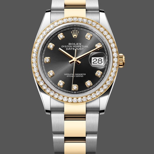 Super Clone Women's Rolex Datejust 36-m126283rbr 0008, Yellow Gold, Black Dial Black Dial