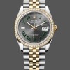 Super Clone Women's Rolex Datejust 36-m126283rbr 0021, Yellow Gold & Diamonds, Slate Wimbledon Roman Dial, Grey Dial
