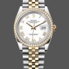 Super Clone Women's Rolex Datejust 36-M126283RBR 0015, Yellow Gold & Diamonds, White Roman Dial, Women’s White Dial