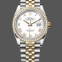 Super Clone Women's Rolex Datejust 36-M126283RBR 0015, Yellow Gold & Diamonds, White Roman Dial, Women’s White Dial