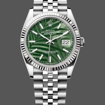 Super Clone Women's Rolex Datejust 36mm Green Palm Index Dial Jubilee - 126234 0047 Green Dial