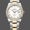 Super Clone Women's Rolex Datejust 36-m126283RBR, Stainless Steel & Yellow Gold, White Roman Oyster White Dial