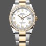 Super Clone Women's Rolex Datejust 36-m126283RBR, Stainless Steel & Yellow Gold, White Roman Oyster White Dial