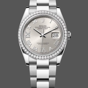 Super Clone Women's Rolex Datejust 36-m126284rbr 0022, Stainless Steel, Silver Roman Dial, Oyster, Silver Dial