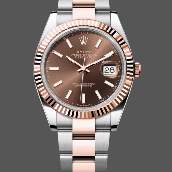 Super Clone Unisex's Rolex Day Date-M128235 0050, Rose Gold, Slate Diamond Dial, President Bracelet, Grey