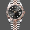 Super Clone Men's Rolex Datejust 41-126331, Everose Gold, Black Dial, Jubilee Bracelet Black Dial