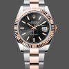 Super Clone Men's Rolex Datejust 41-126331, Everose Gold, Black Dial, Oyster Bracelet Black Dial
