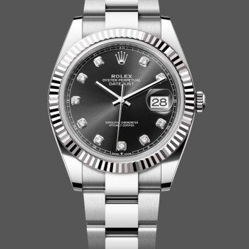 Super Clone Men's Rolex Datejust 41mm Men's-m126334 0011-Fluted Bezel-Black Diamond Dial Black