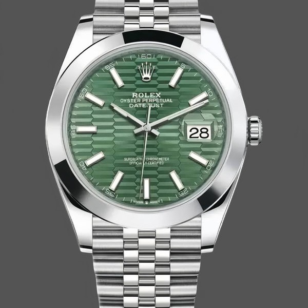 Super Clone Men's Rolex Datejust 41 Mint Green Dial Stainless Steel 126300 Men's Green Dial