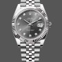 Super Clone Men's Rolex Datejust 41-m126334 0006, Rhodium Diamond Dial, Fluted Bezel, Men’s Grey Dial