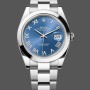 Super Clone Men's Rolex Datejust 41-M126300 0017, Stainless Steel, Azzuro Blue Roman Dial, Men’s Blue Dial