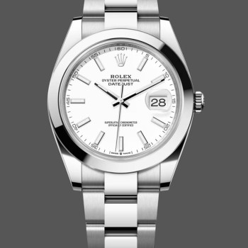 Super Clone Men's Rolex Datejust 41-M126300 0005, Stainless Steel, White Dial, Men’s White Dial