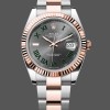 Super Clone Men's Rolex Datejust 41-m126331 0015, Steel & Everose Gold, Wimbledon Dial, Oyster Band Grey