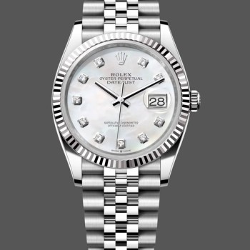 Super Clone Men's Rolex Datejust 41-126334, Steel & White Gold, MOP Diamond Dial, Men’s MOP Dial