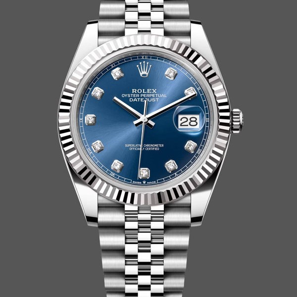 Super Clone Men's Rolex Datejust 41-126334 0016, White Gold, Blue Dial Blue Dial
