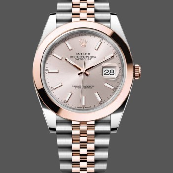 Super Clone Unisex's Rolex Datejust 41mm Men's-126301 0010-Rose Gold-Sundust Index Dial Sundust