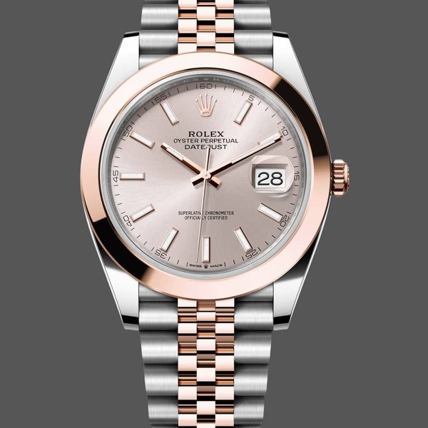 Super Clone Unisex's Rolex Datejust 41mm Men's-126301 0010-Rose Gold-Sundust Index Dial Sundust