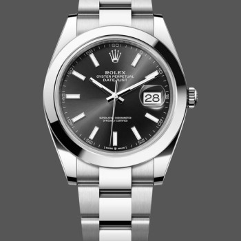 Super Clone Men's Rolex Datejust 41-126300 0011, Oyster Stainless Steel, Black Index, Men’s Black Dial