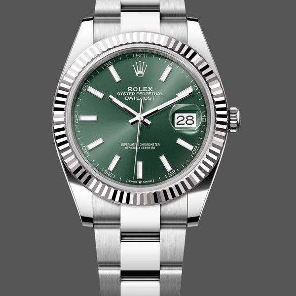 Super Clone Men's Rolex Datejust 41mm Men's-m126334 0027-Fluted Bezel-Green Dial Green Dial
