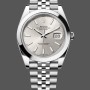 Super Clone Men's Rolex Datejust 41-m126300 0004, Oystersteel, Silver Stick Dial, Domed Bezel Silver Dial