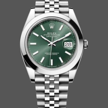 Super Clone Men's Rolex Datejust 41-m126300 0020, Oystersteel, Jubilee, Mint Green Dial Green Dial
