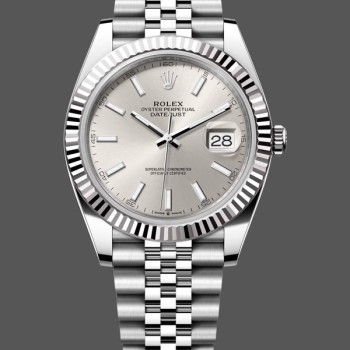 Super Clone Men's Rolex Datejust 41-126334 0004, Stainless Steel, Silver Index Dial, Jubilee, Men’s Silver Dial