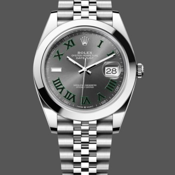 Super Clone Men's Rolex Datejust 41-m126300 0014, Stainless Steel, Slate Roman Dial, Jubilee Grey Dial