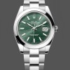 Super Clone Men's Rolex Datejust 41-126300 0021, Steel, Oyster Bracelet, Smooth Bezel Green Dial