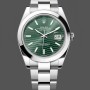 Super Clone Men's Rolex Datejust 41-126300 0021, Steel, Oyster Bracelet, Smooth Bezel Green Dial