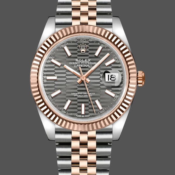 Super Clone Men's Rolex Datejust-m126331 0020, Grey Fluted Motif Dial, Men’s Grey Dial