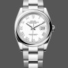 Super Clone Women's Rolex Datejust 36mm Unisex-m126200 0008-White Roman Dial-Stainless Steel White Dial