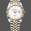 Super Clone Women's Rolex Datejust 36mm Unisex-m126233 0019-White Index Dial-Fluted Bezel White