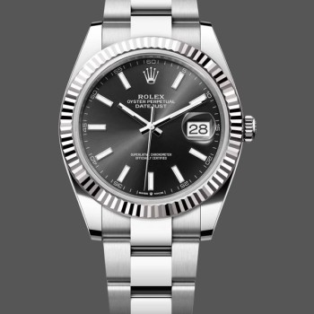 Super Clone Men's Rolex Datejust 41mm Men's-m126334 0017-Fluted Bezel-Black Dial Black