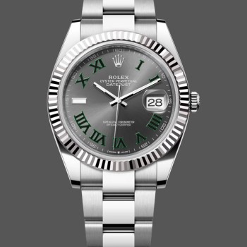 Super Clone Men's Rolex Datejust 41mm Men's-m126334 0021-Fluted Bezel-Grey Wimbledon Dial Grey Wimbledon