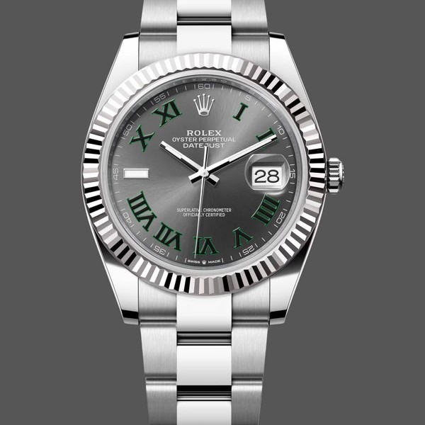 Super Clone Men's Rolex Datejust 41mm Men's-m126334 0021-Fluted Bezel-Grey Wimbledon Dial Grey Wimbledon