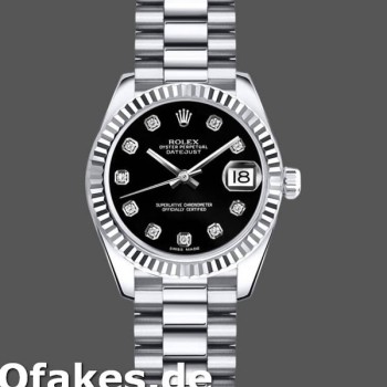 Super Clone Women's Rolex Datejust-m178274, 31mm, Black Diamond Dial, Fluted Bezel, Lady Black