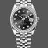 Super Clone Men's Rolex Datejust Stainless Steel Black Diamond Dial Jubilee Bracelet - 126284RBR 0019 Black Dial